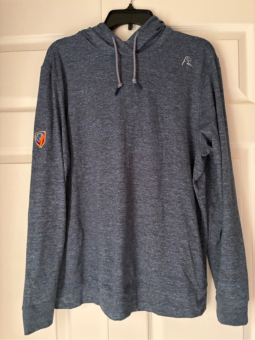 Rhoback Performance Hesi Hoodie Mens M Heathered Blue w/Lacrosse Patch